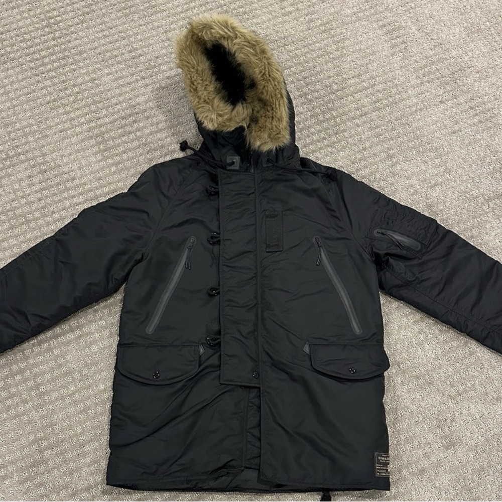 Denim & Supply Ralph Lauren Black Parka with Faux Fur Trim - Picture 4 of 7